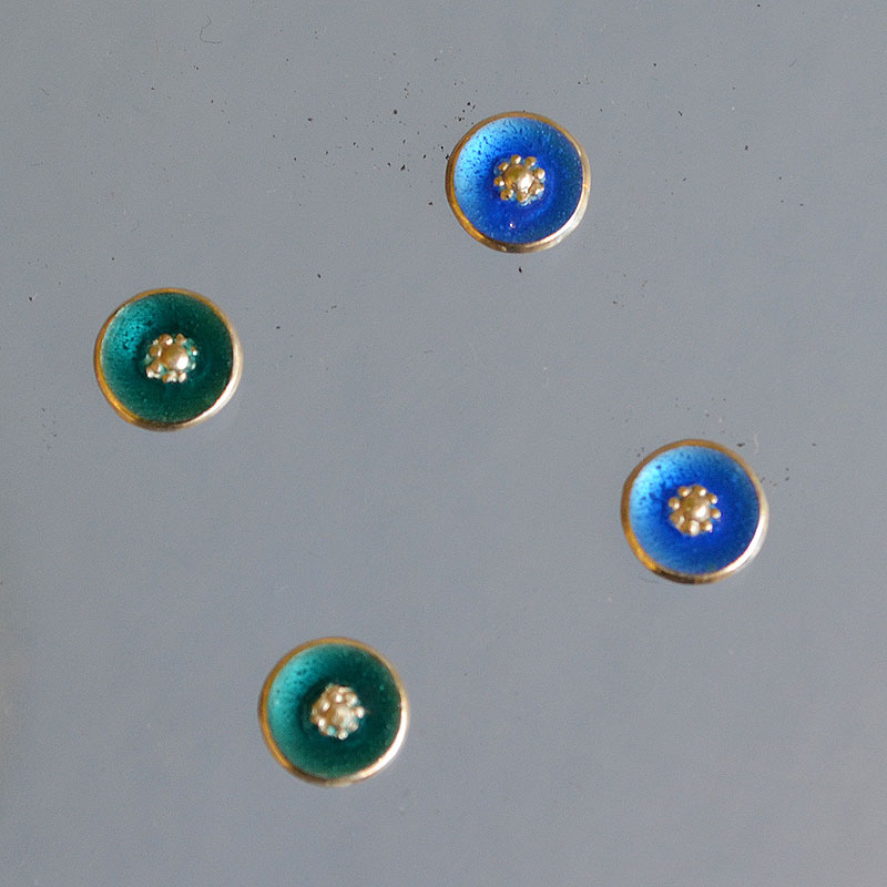Ohr-Stecker, Silber 925, Emaille blau, Robert Lucha, Ihr Goldschmied in Nürnberg