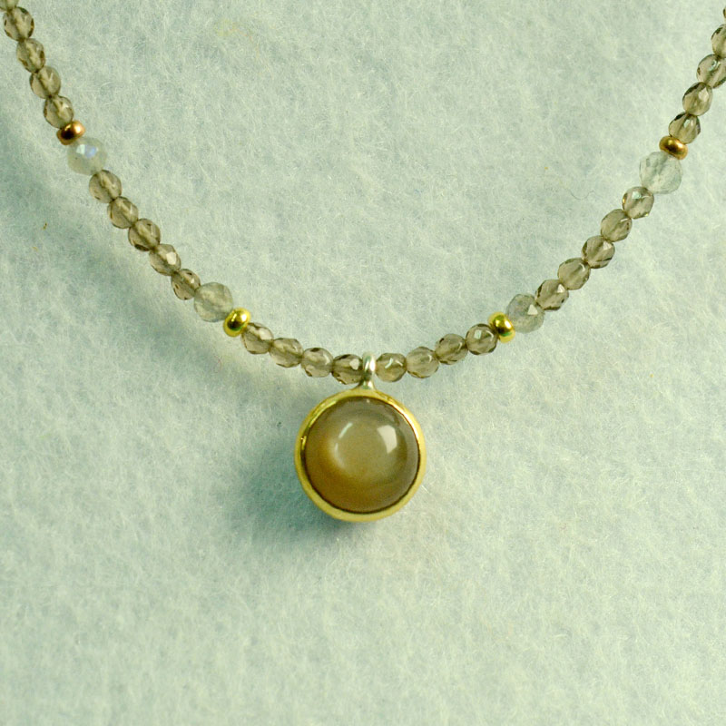 Ketten-Anhänger, Silber 925, Gold 900, Mondstein, Robert Lucha, Ihr Goldschmied in Nürnberg