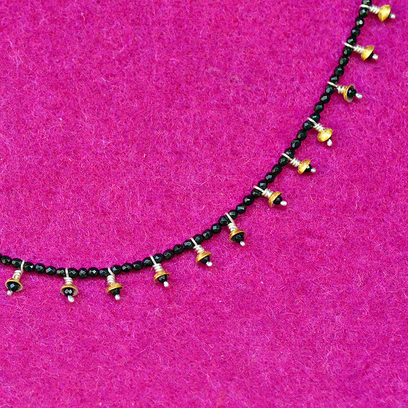 Collier, schwarzer Spinell, Silber 925, Feingold, Robert Lucha, Ihr Goldschmied in Nürnberg