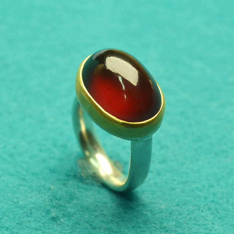 RIng, Silber 925, Gold 900, Granat, Robert Lucha, Ihr Goldschmied in Nürnberg