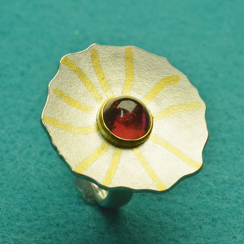 Ring, Silber 925, Feingold, Gold 900, Pink Turmalin, Robert Lucha, Ihr Goldschmied in Nürnberg