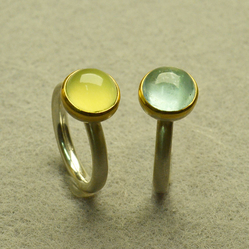 Ring, Silber 925, Gold 900, Prehnit, Aquamarin, Robert Lucha, Ihr Goldschmied in Nürnberg