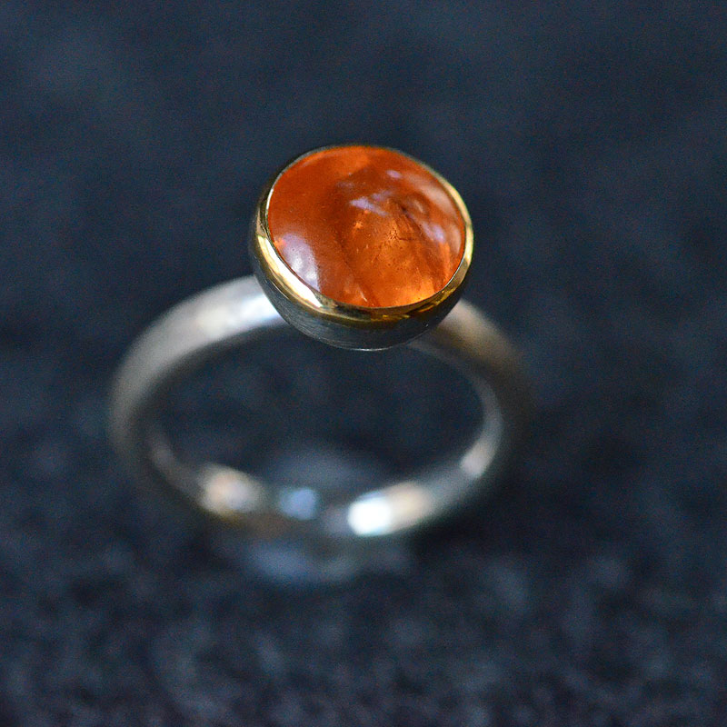 Ring, Silber 925, Gold 900, Mandaringranat, Buff-Top Schliff, Robert Lucha, Ihr Goldschmied in Nürnberg